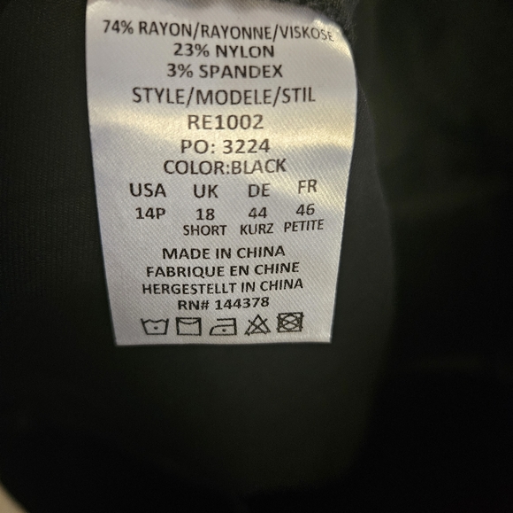 NWT Rekucci Women's Straight Leg Pant with Tummy Control. Black. 14 petite - Picture 9 of 10